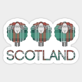 Trio of Scottish Christmas Tartan Patterned Sheep Sticker